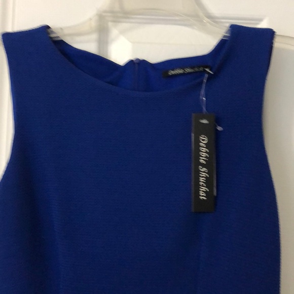 Cobalt blue dress to the knees, slim fitting - Picture 2 of 2